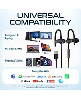 Delton 24EC Usb-c Wired Earbuds with Microphone, Ergonomic In-Ear Design with Ear Hook, Hi-Fi Stereo Sound and In-Line Remote Control, Usb C Earphone