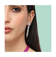 Sohi Women's Silver Circular Bling Drop Earrings