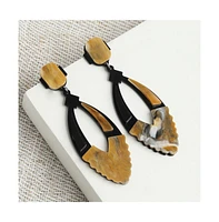 Sohi Women's Black Marquise Halo Drop Earrings