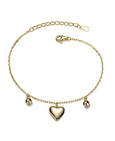 14K Gold Plated Heart Bead Charm Bracelet