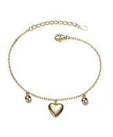 14k Gold Plated Heart Bead Charm Bracelet