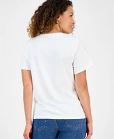 I.n.c. International Concepts Petite Cotton Palm Crewneck Tee, Exclusively at Macy's