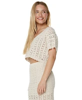 Roxy Juniors' Sea Swirl Crochet Cotton Top
