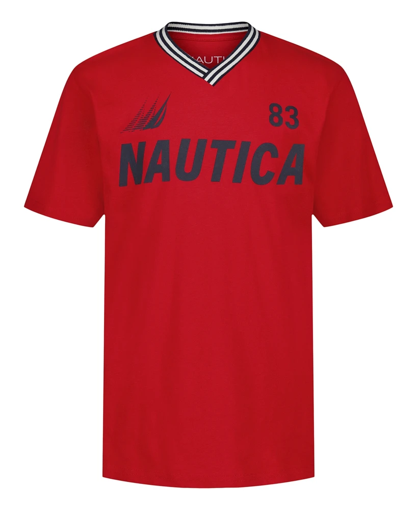 Nautica Big Boys V-Neck Logo Short Sleeve T-Shirt