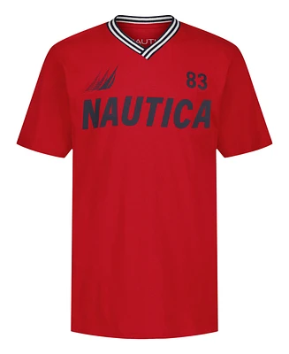 Nautica Big Boys V-Neck Logo Short Sleeve T-Shirt