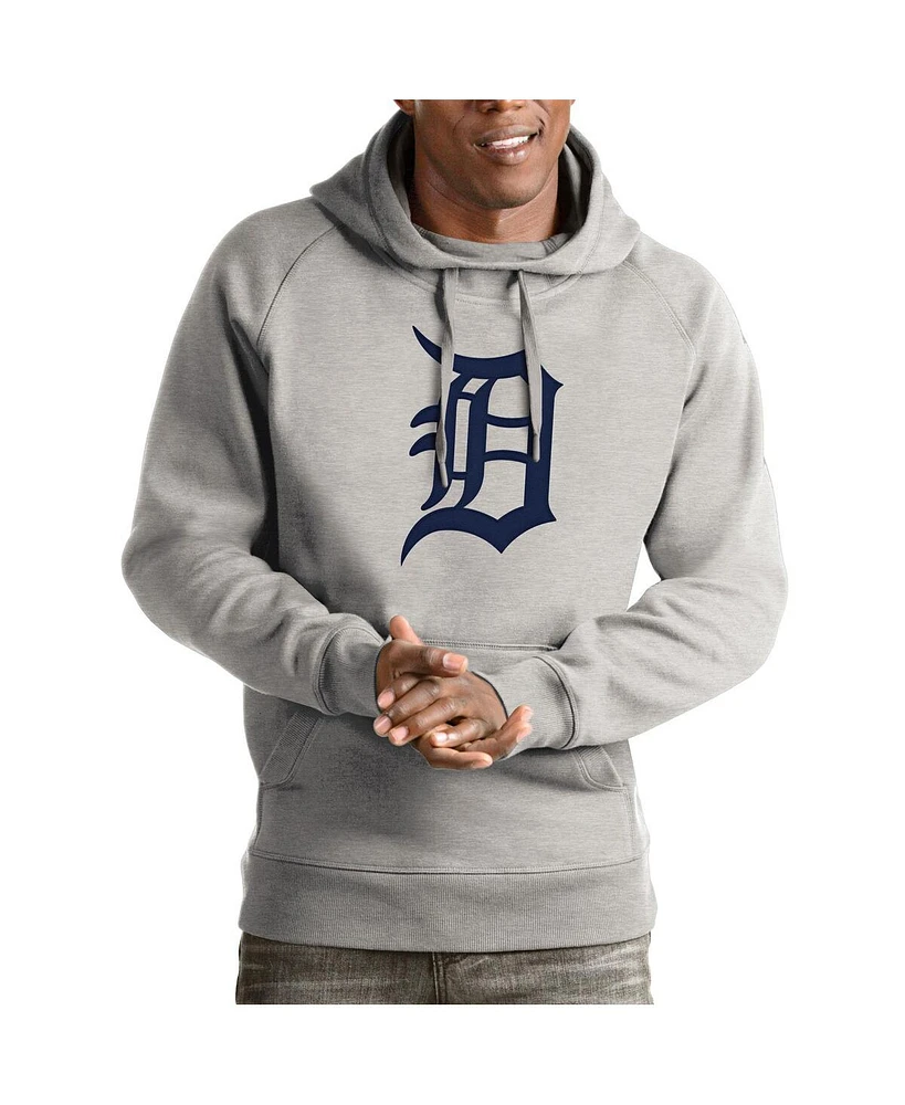 Antigua Men's Heathered Gray Detroit Tigers Victory Pullover Hoodie