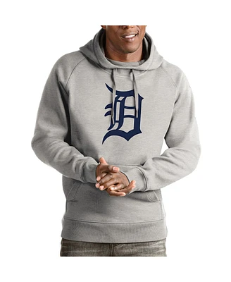 Antigua Men's Heathered Gray Detroit Tigers Victory Pullover Hoodie
