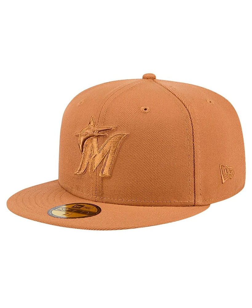 New Era Men's Brown Miami Marlins Color Pack 59FIFTY Fitted Hat
