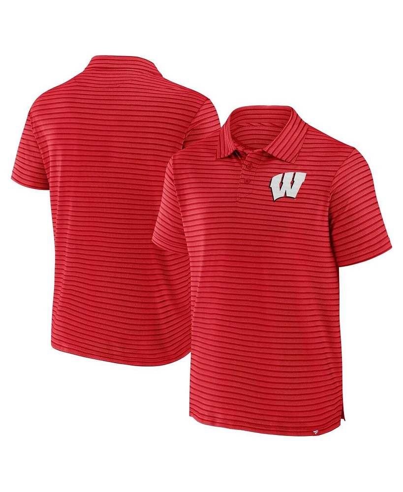 Fanatics Men's Red Wisconsin Badgers Victory Calls Stripe Polo Shirt