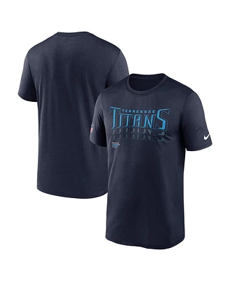 Nike Men's Navy Tennessee Titans Wordmark Block Sideline Legend Performance T-Shirt