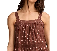 Lucky Brand Women's Cotton Market Day Floral Tiered Dress