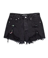 blue revival Women's High-Waisted Frayed-Hem Denim Shorts