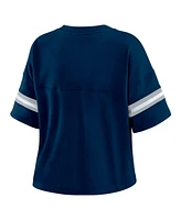 Wear by Erin Andrews Women's Navy Dallas Cowboys Plus Color Block Boxy T-Shirt