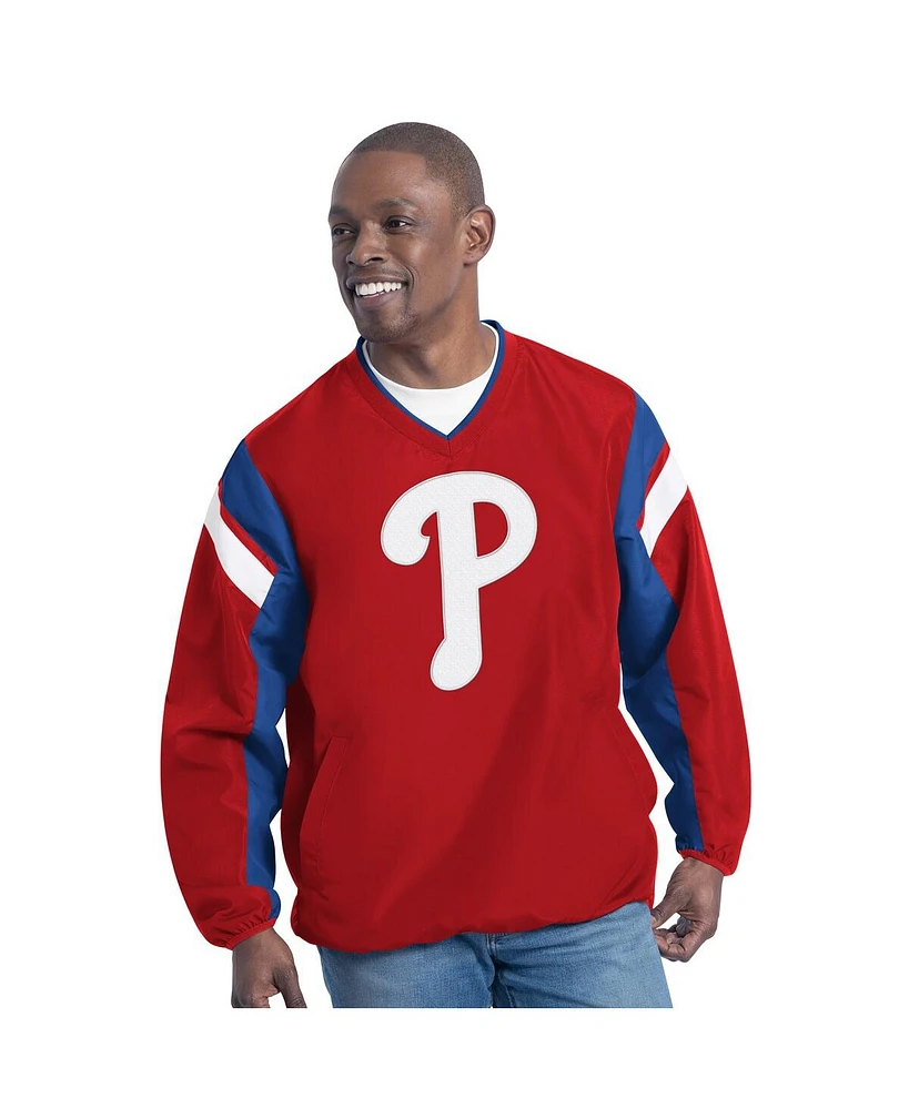 G-iii Sports by Carl Banks Men's Red Philadelphia Phillies Double Coverage V-Neck Pullover Sweatshirt