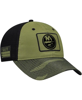 Fanatics Men's Olive New York Islanders Military Appreciation Trucker Adjustable Hat