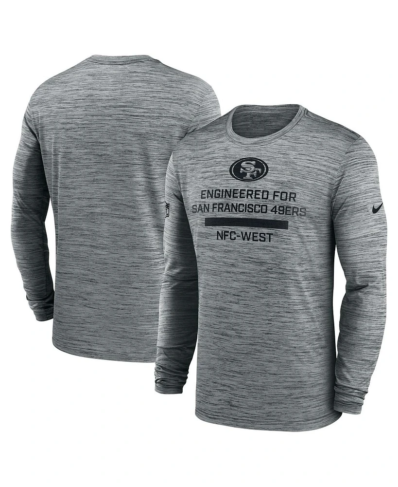Nike Men's Gray San Francisco 49ers Sideline Velocity Performance Long Sleeve T-Shirt