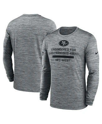 Nike Men's Gray San Francisco 49ers Sideline Velocity Performance Long Sleeve T-Shirt