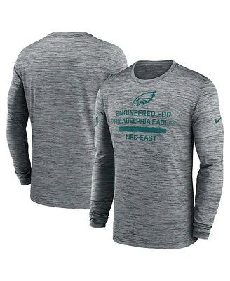 Nike Men's Gray Philadelphia Eagles Sideline Velocity Performance Long Sleeve T-Shirt