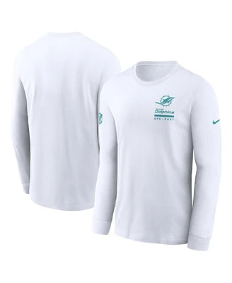 Nike Men's White Miami Dolphins Sideline Performance Long Sleeve T-Shirt