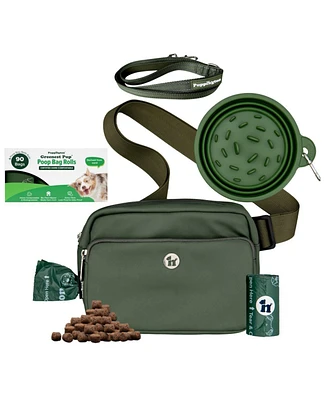 Puppington Walk Star Kit: 3-in-1 Dog Bag, Bowl, & Leash plus Matching 90 Refill Poop Bags