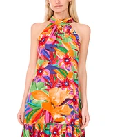 Msk Women's Printed Halter Tie-Back Maxi Dress