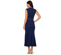 Adrianna Papell Petites Mock-Neck Crepe Midi Dress