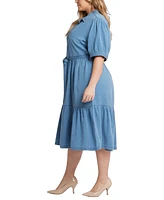 Nydj Plus Kate Elbow Ruffle Sleeve Dress