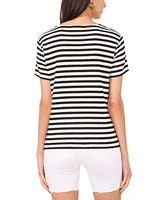 Vince Camuto Women's Striped Crewneck Short-Sleeve Top