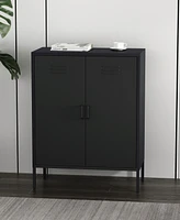 Manhattan Comfort 31.5" Steel Naomi Modern 3-Shelf Accent Cabinet