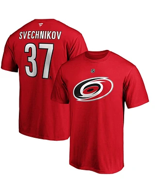 Fanatics Men's Andrei Svechnikov Red Carolina Hurricanes Authentic Stack Name Number T-Shirt