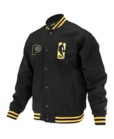 Fisll Men's and Women's Black Indiana Pacers Logoman Shadow Collection Full-Snap Varsity Jacket