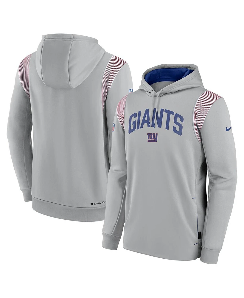 Nike Men's Gray New York Giants Sideline Athletic Stack Performance Pullover Hoodie