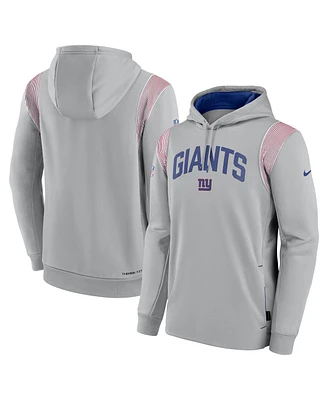 Nike Men's Gray New York Giants Sideline Athletic Stack Performance Pullover Hoodie