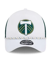 New Era Men's White/Green Portland Timbers Court Sport Foam A-Frame 9FORTY Adjustable Trucker Hat