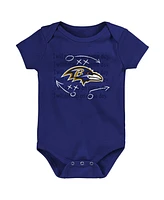 Outerstuff Baby Boys and Girls 3-Pack Baltimore Ravens Team Starter Bodysuit Set