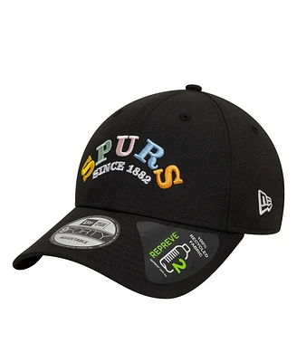 New Era Men's Black Tottenham Hotspur Rainbow Wordmark Adjustable 9FORTY Hat