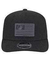 New Era Men's Black Baltimore Orioles Tonal Flag 9SEVENTY Stretch-Snap Hat