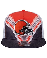 New Era Men's Orange/Black Cleveland Browns Throwback Dye Golfer Snapback Hat