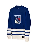 Mitchell & Ness Big Boys and Girls Blue New York Rangers Chainstitch Heavyweight Long Sleeve T-Shirt