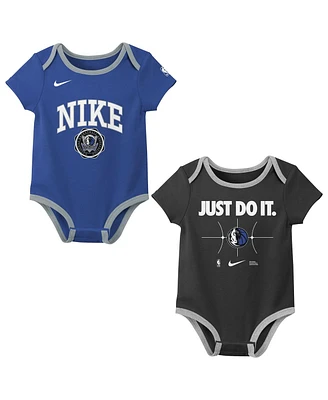 Nike Newborn 2-Pack Blue/Black Dallas Mavericks Just Do It Bodysuit Set