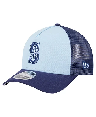 New Era Men's Light Blue/Navy Seattle Mariners 2-Tone Color Pack 9FORTY Adjustable Trucker Hat