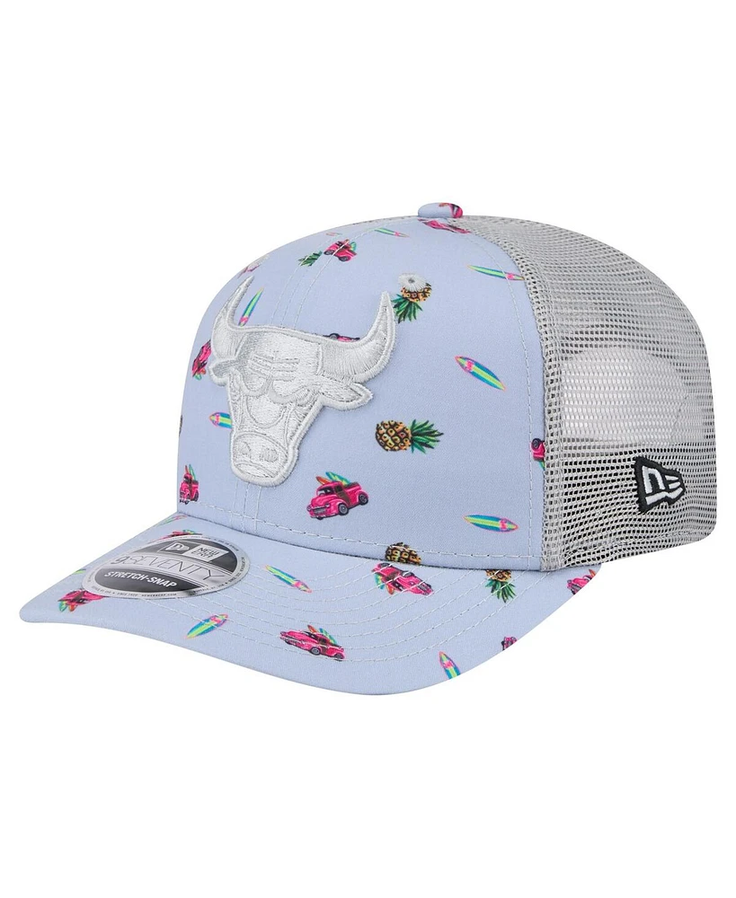 New Era Men's Light Blue/Gray Chicago Bulls Adventure Aloha Pattern 9SEVENTY Stretch-Snap Hat