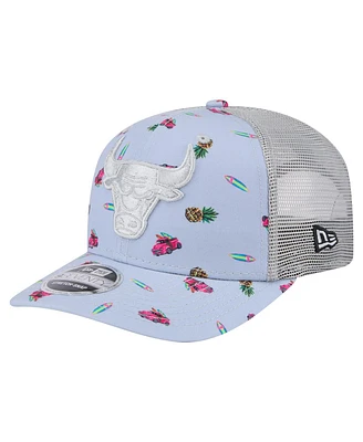 New Era Men's Light Blue/Gray Chicago Bulls Adventure Aloha Pattern 9SEVENTY Stretch-Snap Hat