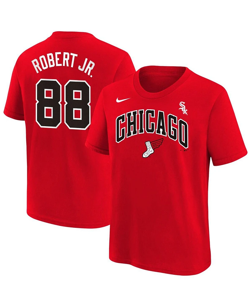 Nike Big Boys and Girls Luis Robert Jr. Red Chicago White Sox Fuse City Connect Name Number T-Shirt