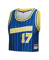 Mitchell & Ness X Dannijo Women's Chris Mullin Royal Golden State Warriors Fashion Cropped Basketball Jersey