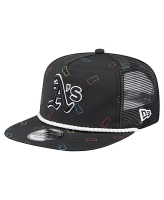 New Era Men's Black Athletics Gummy Golfer Trucker Adjustable Hat