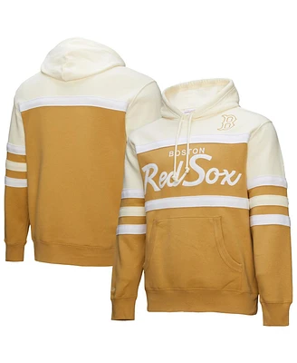 Mitchell & Ness Men's Tan/Cream Boston Red Sox Head Coach Pullover Hoodie