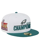 New Era Men's White/Midnight Green Philadelphia Eagles Super Bowl Lix Champions 59FIFTY Fitted Hat