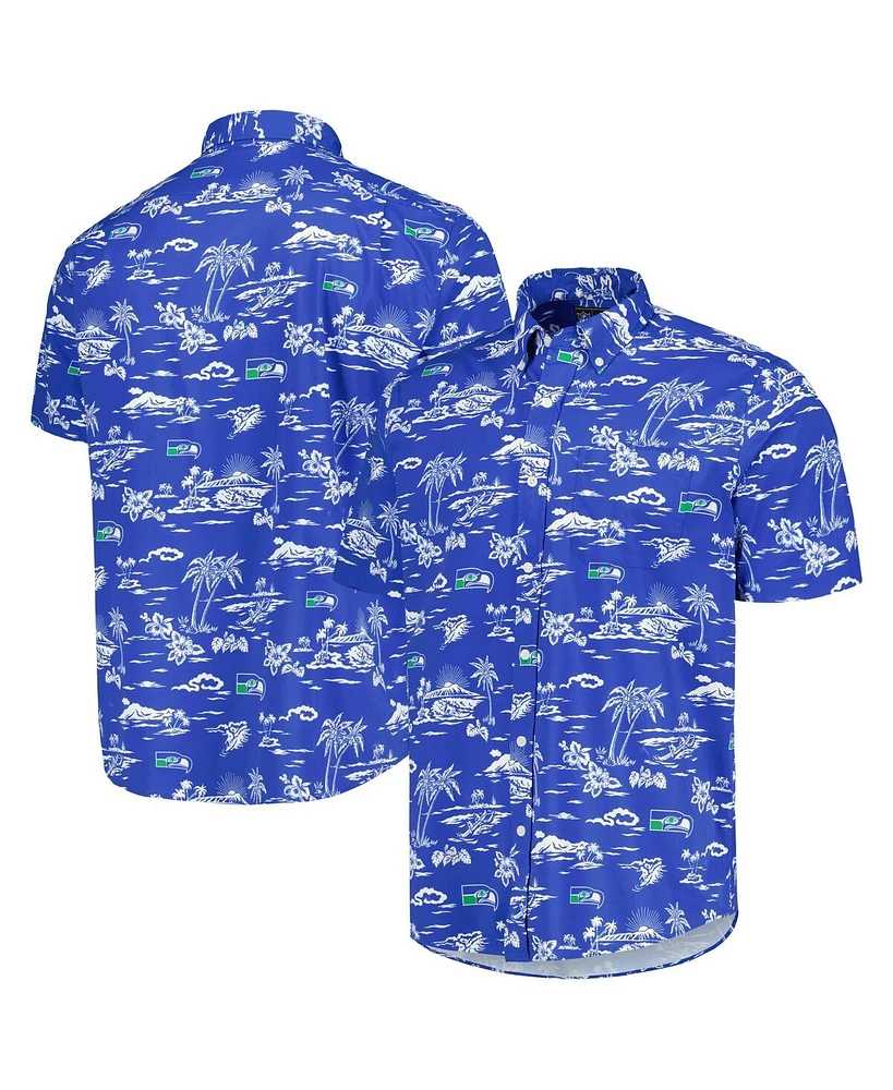 Reyn Spooner Men's Royal Seattle Seahawks Throwback Kekai Print Button-Up Shirt