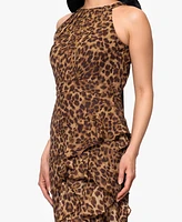 Betsy & Adam Petites Printed Halter Long Sheath Dress